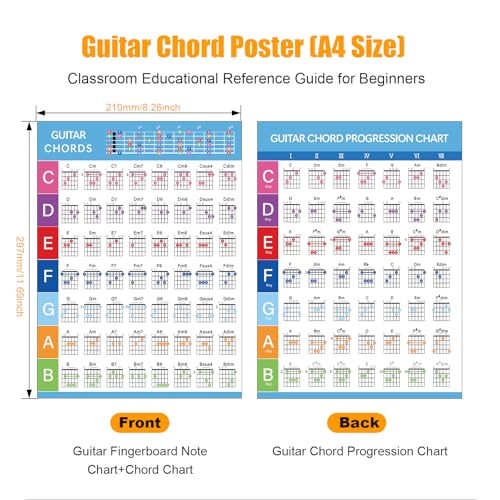 Lot de fiches d'accords de guitare et tableau de notation - 6