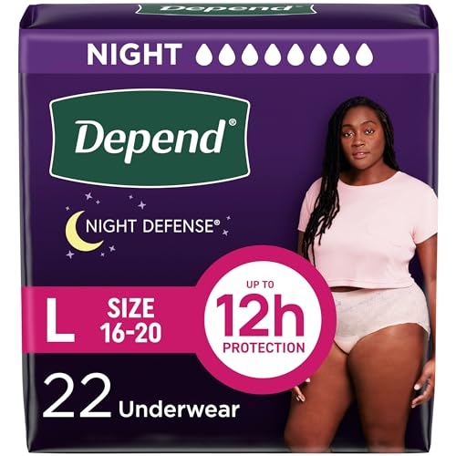 Depend Night Defense Adult Diapers, Incontinence & Postpartum Bladder Leak Underwear for Women,...