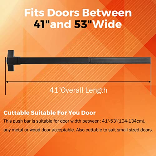 Beamnova Black Push Bar Door Lock Panic Exit Device With Exterior Lever,104Cm/41 Commercial Emergency Panic Bar For Door Width 104-134 Cm/41"-53" Metal Wood Exit Door #TOP2