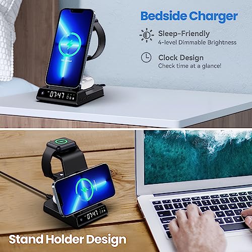 3 in 1 Wireless Charging Station for iPhone Devices with Digital Clock 18W Fast Wireless Charger for iPhone 17/16/15/14 Series - Image 4