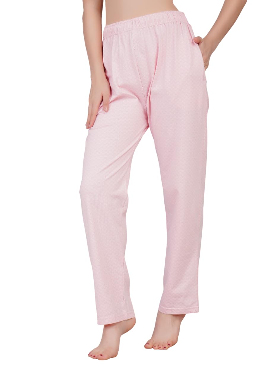Women Cotton Casual Style Pyjamas| With 2 Side Pockets Lowers | Ideal For Night Wear & Comfort Wear | Drawstring Waist Relaxed Fit Track Pants-image-2