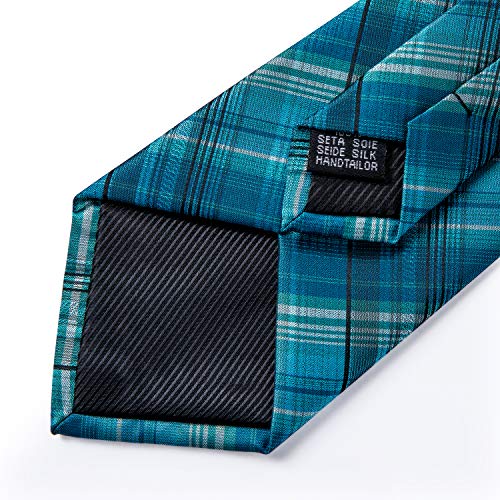 Image of DiBanGu Extra Long Tie for Men 63 inch XL Silk Necktie Set | Pocket Square and Cufflinks, Big and Tall, Jacquard Woven, Gift Box, Paisley /Plaid /Solid /Striped, for Weddinng Party Business