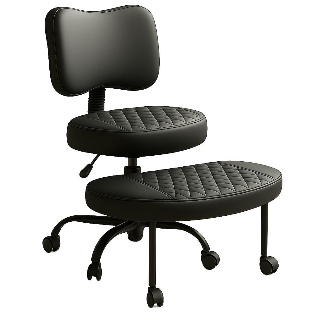 Cross Legged Office Chair Meditation ADHD Yoga Chair for Adults with Ergonomic Back Support Cushioned Seat and Leg Rest for Criss Cross Sitting Kneeling Fidgeting Height Adjustable 360° Swivel