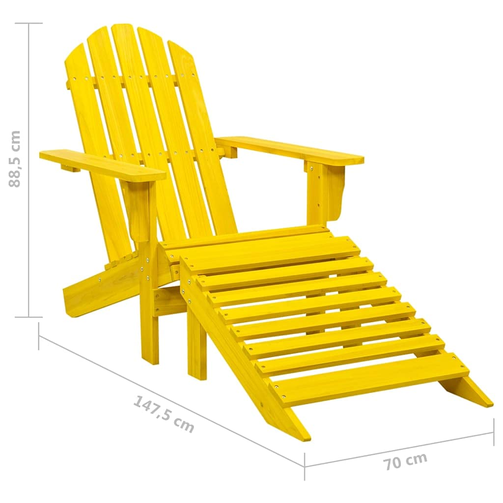 Adirondack-Gartenstuhl mit Fußteil Massivholz Tanne Gelb für Terrasse, Hinterhof und Garten