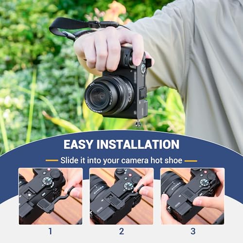 Image of JJC Metal Thumb Grip Hot Shoe Thumb Rest Support for Sony A6700 Camera | for Camera Stable and Safe Hand Hold, with Anti-Scratch Silicone Pad, Not Affect The Use of Camera Buttons