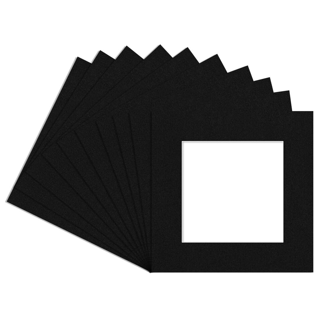 Alison Kingsgate 8X8 Picture Mounts for 5X5 Aperture – Precision Cut Cardboard Photo Mounts – Ideal for Frames, Posters, Prints, Artwork & Certificates – (Pack of 10)
