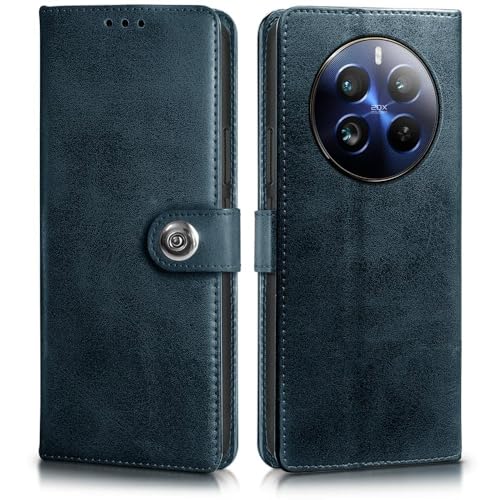 Image of Fastship Realme RMX3844 / P1 Pro 5GFlip Cover Full Protection Imported TPU Wallet Button Magnetic Book Leather Flip Cover Compatible Model for Realme P1 Pro 5G - Blue
