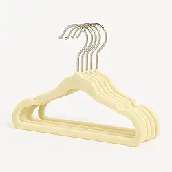 Kit 25 Cabides Veludo Infantil Slim Ultrafino Bege/Creme