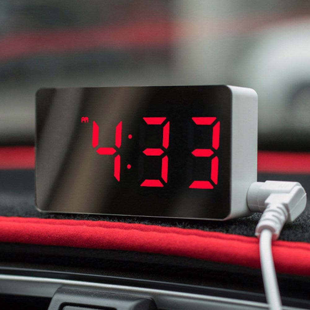 Cyfrowy budzik do podróży, mini rozmiar z wyświetlaczem czasu i temperatury LED, funkcja drzemki, regulowana jasność, prosta obsługa, idealny do domu lub biura