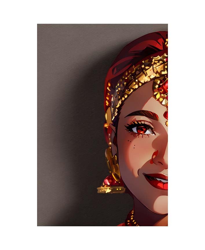 Image of Folk Art Laminated digital RePrint With Hardboard Fine Art Print Fine Art Print (10 inch X 7.5 inch) (Colorful Face)