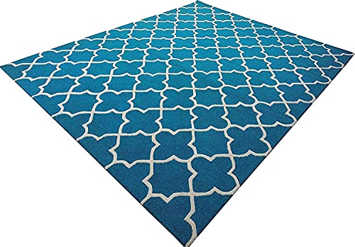 Image of Mordern Design Handmade Tufted Carpet Pure Woollen Export Quality Carpet for Living Room, Bedroom Hall [ Size 5 x 8, Color Sky Blue ]