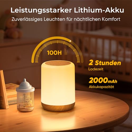 VIWAVE Nachttischlampe Touch Dimmbar, Nachtlicht Kinder 256 RGB Farbwechsel & 3 Modi, Stilllicht mit Timer & Speicher… – Ansicht 4