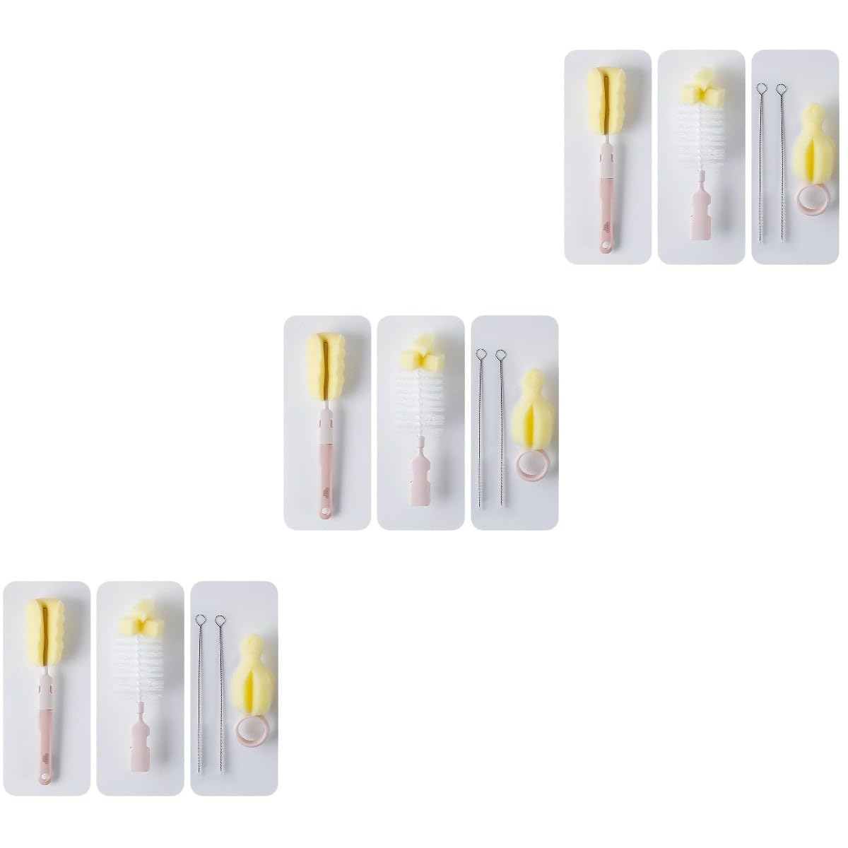 VALICLUD 3sets Spazzole Per Bottiglie e Succhiotti Per Rimuovere Grumi Resistenti e Macchie Colore Rosa