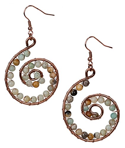 SPUNKYsoul Amazonite Bohemian Spiral Earrings for Women Swirl Hoop Tribal
