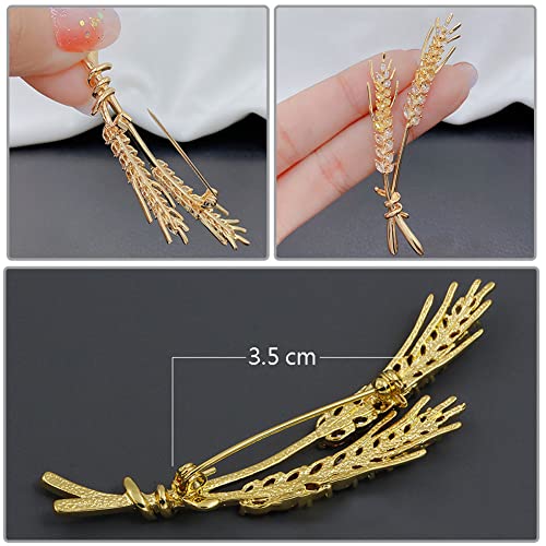 Image of Rhinestone Lady Brooch Pin Fashion Crystal Wheat Bouquet Collar Pins Women Coat Brooches