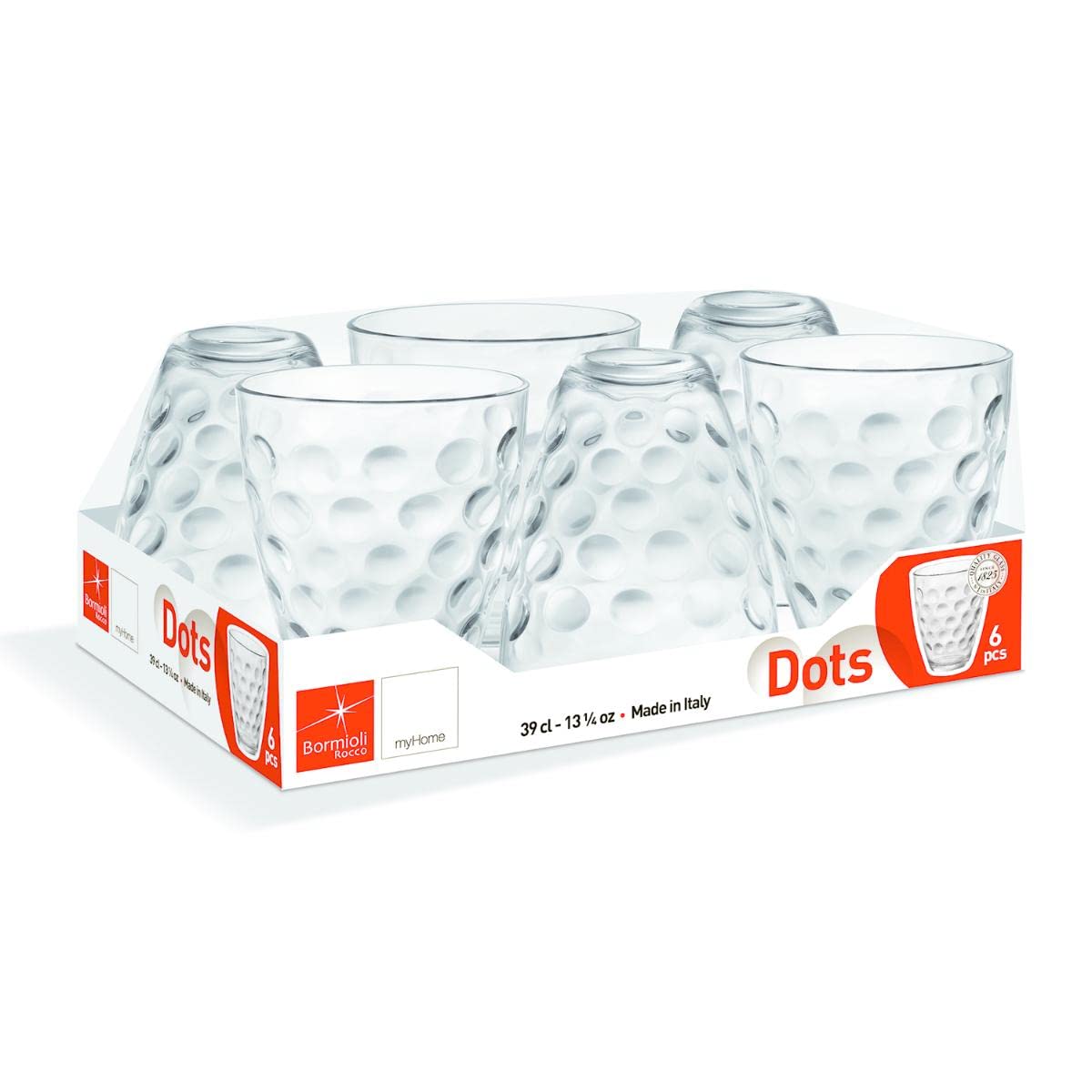 Image secondaire de Bormioli Rocco 074208 Set of 6 Water Cups, 26 cl, Dots