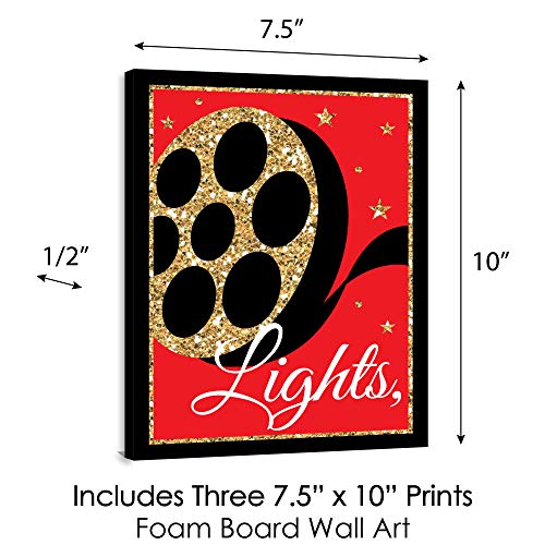 Big Dot Of Happiness Red Carpet Hollywood - Movie Wall Art And Home Theater Room Decorations - Christmas Gift Ideas - 7.5 X 10 Inches - Set Of 3 Prints #TOP3