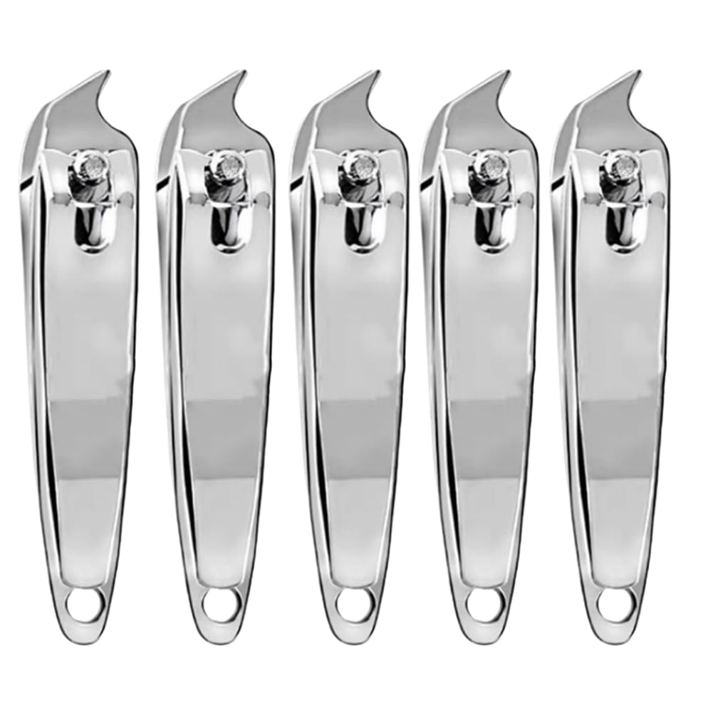 5 Pcs Ultra Sharp Stainless Steel Fingernail Nail Clippers for Fingernails - Swing Out Nail Cleaner File -