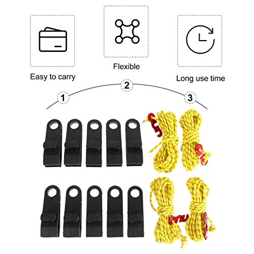 CLISPEED Clipes de Lna Reflexiva Cnjuntde Cabs de Guia de Crda de Barraca Clipes de Lna Aóris de Bar