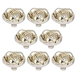 Joyindecor Antique Rose Flower Cabinet Knobs, Vintage Shabby Chic Zinc Alloy Drawer Pull Handles for Dresser Vanity Nightstand Cupboard Wardrobe, 8 Pack (Silver)