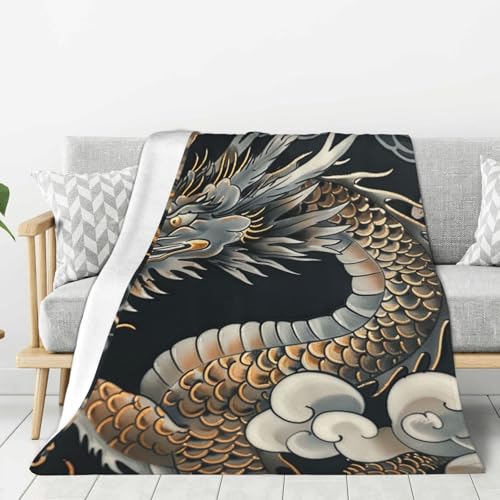 Couverture polaire douce et légère motif dragon pour lit - 2
