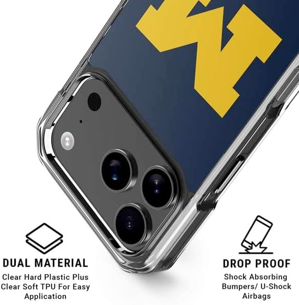 Skinit Clear Phone Case Compatible with iPhone 17 Pro - Officially Licensed University of Michigan M Logo Design