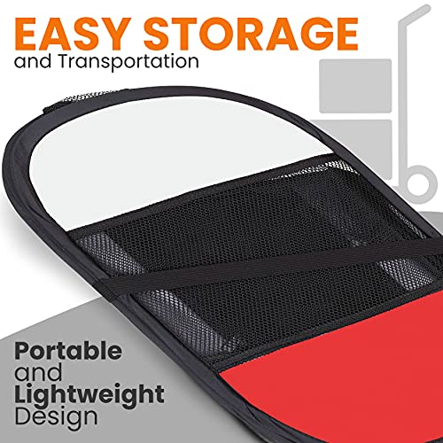 SereneLife Medium Foldable Pet Playpen for Dogs & Cats - Portable 8-Panel Mesh Indoor and Outdoor Pet Tent with Removable Top & Collapsible Bowl, Lightweight Play Space for Small to Medium Pets, Red