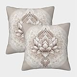FELASBUID Lotus Mandala — artee Decorativo Bohemio Fundas Cojines para Sofá 2 Piezas Arte Funda De Almohada Confortable Square Almohada Funda De Almohada para Sala Hogar 40x40cm
