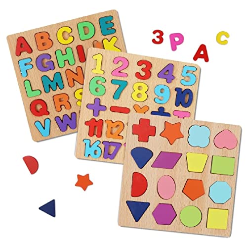 Chocozone Wooden Learning Educational Game Board for Kids, Puzzle Toys for 2 Years Old Boys & Girls (Alphabets, Numbers & Shapes) - Image 2