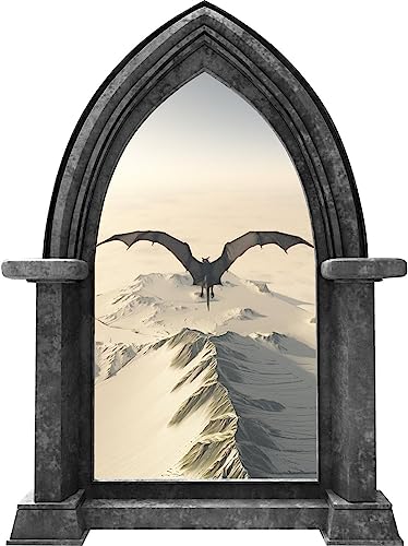 Vinilo Decorativo Castillo Dragón Negro 24 pulgadas
