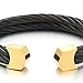 COOLSTEELANDBEYOND Mens Womens Steel Two Rows Twisted Cable Adjustable Cuff Bangle Bracelet Black Gold Two Tone