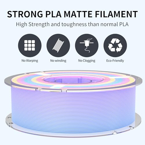 Image of RAMBERY Matte Rainbow 3D Printer Filament Matte PLA Filament Multi-Color Change 3D Printing Filament, 1.75mm 1kg(2.2lb), Lollipop Blue Purple Pink Yellow Green