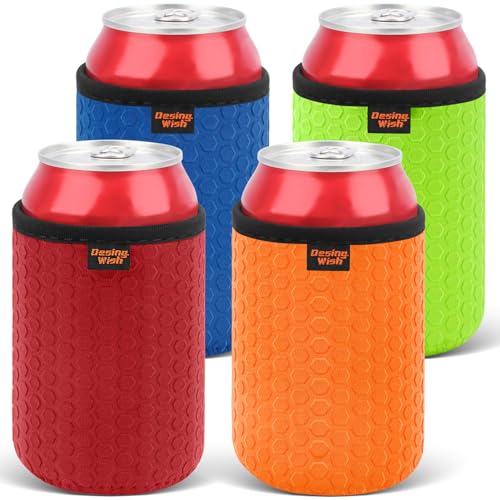 Desing Wish 4 Piezas 12 oz Can Cooler Sleeve Standard Enfriador de Latas Coke Can Sleeve Antideslizante Soporte de Neopreno Manga Aislante para Bebidas Manga Refrigerante para Latas