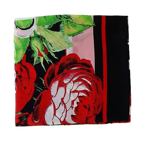 VERSACE JEANS COUTURE Black/Multi Signature Rosy Print Medium Square Scarf2