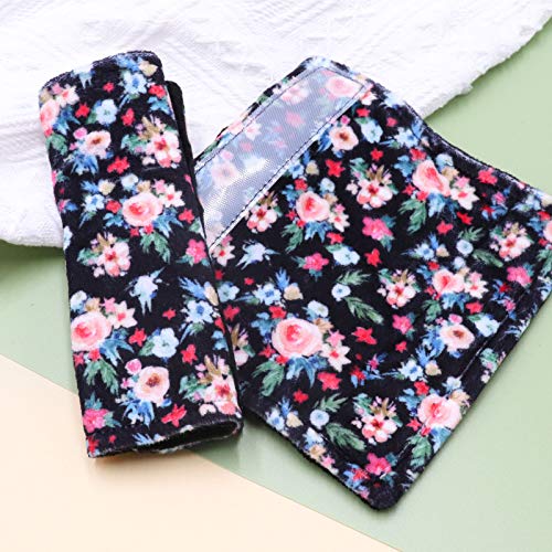 Image of Baby Car Seat Belt Covers for Boys and Girls, Car Seat Straps Shoulder Pads, Soft Car Seat Neck Cover, Mink Seat Belt Protectors for Car Seats, Floral Stroller Strap Cover for Baby Kids