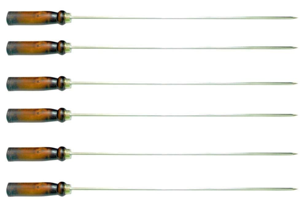 BTR Skewers/Kabab Seekh Stainless Steel Barbeque Grilling Stick, for KABAB/Paneer Tokka (Silver, 18 Inch Rod 4 Inch Handle Full-Length) (Pack of 6 Pieces) (B08GH9XGCN) Amazon Price History, Amazon Price Tracker