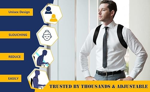 HADSOMUN Back Support Brace Pain Relief Belt for Women Men Braces Spine Straightener Breathable - Image 5