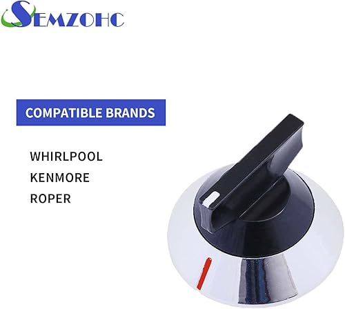 Miniatura 3 de WP330190 330190 - Paquete de 4 pomos de repuesto para Whirlpool Kenmore Roper - Reemplaza WP330190, AP6008016, 309540, 328135, 329404, ER330190,