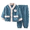 Genérico Pantalone Infantil de Franela para Niña Conjunto Largo Invierno Pantalones Felpa Abrigo Noche Comodidad Material Calidad Diseño (Blue, 2-3 Years)