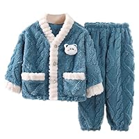 Genérico Pantalone Infantil de Franela para Niña Conjunto Largo Invierno Pantalones Felpa Abrigo Noche Comodidad Material Calidad Diseño (Blue, 2-3 Years)