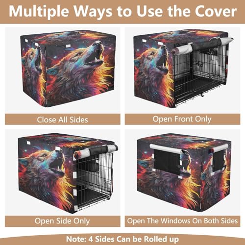 Housse pour cage d'intérieur d'extérieur motif loup spatial