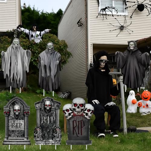 6 Stück Halloween Grabstein Deko,Schaumstoff RIP Grabsteine,Outdoor Grabsteine für den Garten,Hof-Requisiten,Halloween Deko Outdoor,für Party,Spukhaus,Friedhof,Rasen im Freien,Draußen