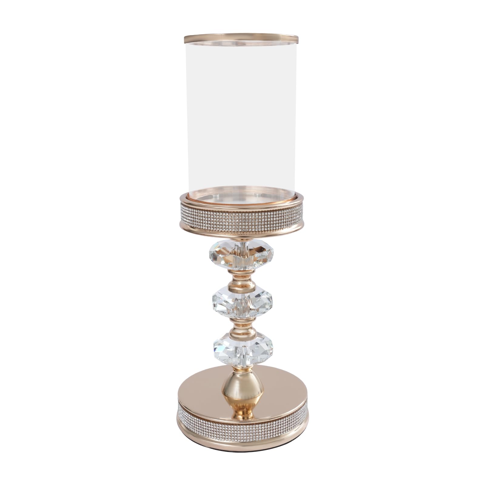 Candle Holder, Crystal Candlesticks Set, Tabletop Pillar Holders for Wedding, Parties, Events, Chirstmas, Home Decor, Table Centerpieces (Silver 02, M)