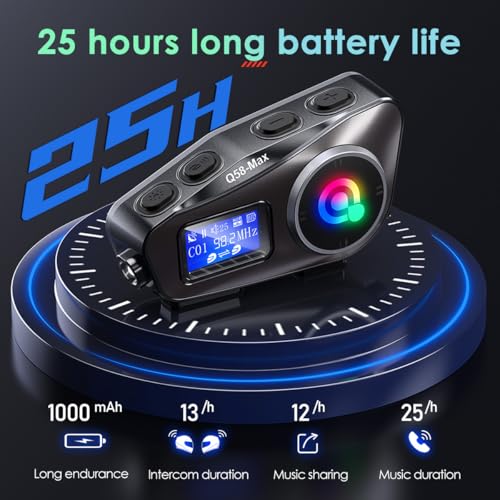 Audifonos bluetooth para motociclista casco, intercomunicador inalámbrico 500m con LED 3