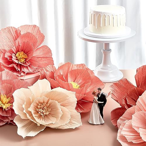 Image of Cholemy 24 Pcs Tissue Paper Flowers, Crepe Paper Flowers Decorations 8 inch 10 inch 12 inch for Wedding Party Baby Bridal Shower Carnival Party Birthday Nursery Wall Decor (Assorted Color)