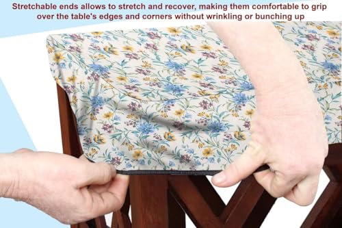 Image of The Furnishing Tree Elastic Cotton Rectangular Center Table Cover 24x60 in Inches Floral Golden Leaf on offwhite Base