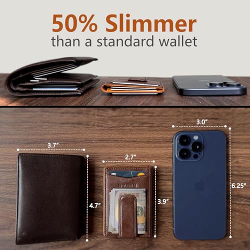 Magnetic Closure Slim Wallet for Men with Money Clip Gift Boxed,Genuine Leather Front Pocket Wallet, 3.9"x 2.7", RFID Blocking4
