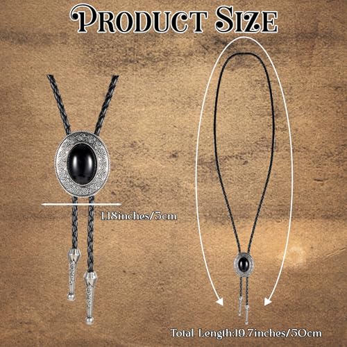 Image of ElevateTech Bolo Tie for Men Western Cowboy Bolo Tie Necklace Shape Round Ties Supplies Fashion Accessories Western Jewelry Handmade with Alloy Black Turquoise Cowboy Banquet Birthday Anniver Gift