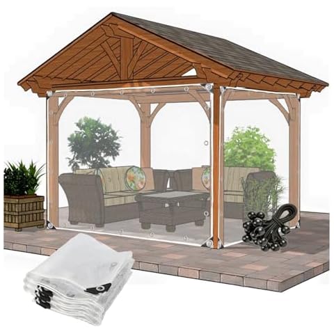 Outdoor Clear Vinyl Curtain, Clear Tarp Panel 0.35mm Thicken PVC Plastic Window Sheeting Waterproof Heavy Duty Garden Rainproof Tarp for Covering Garden Plant Curtains HSYFdy (Color : Clear, Size : Cover