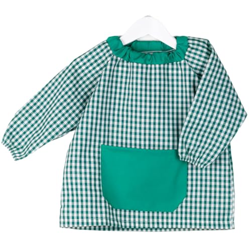 KLOTTZ PONCHO - Babi poncho sin botones guardería. Bata escolar cómoda de vestir perfecta para comedores y colegios. bebé-niños color: VERDE talla: 3